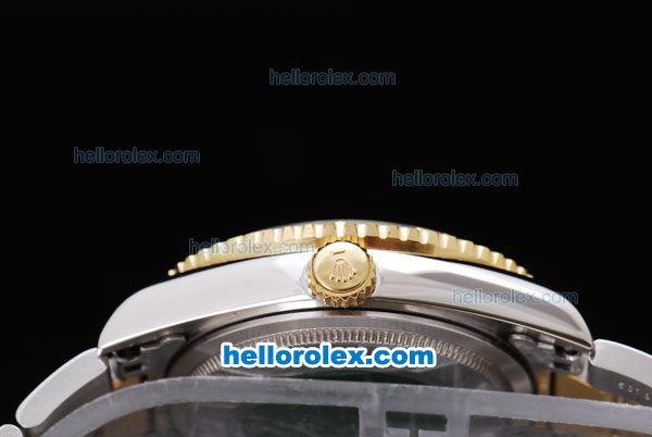 Rolex Datejust Automatic Two Tone with Gold Bezel,Black Dial and Diamond Marking - Click Image to Close